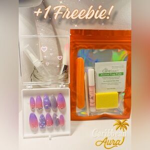 Glitter Lavander And Pink Jelly Press On Nails